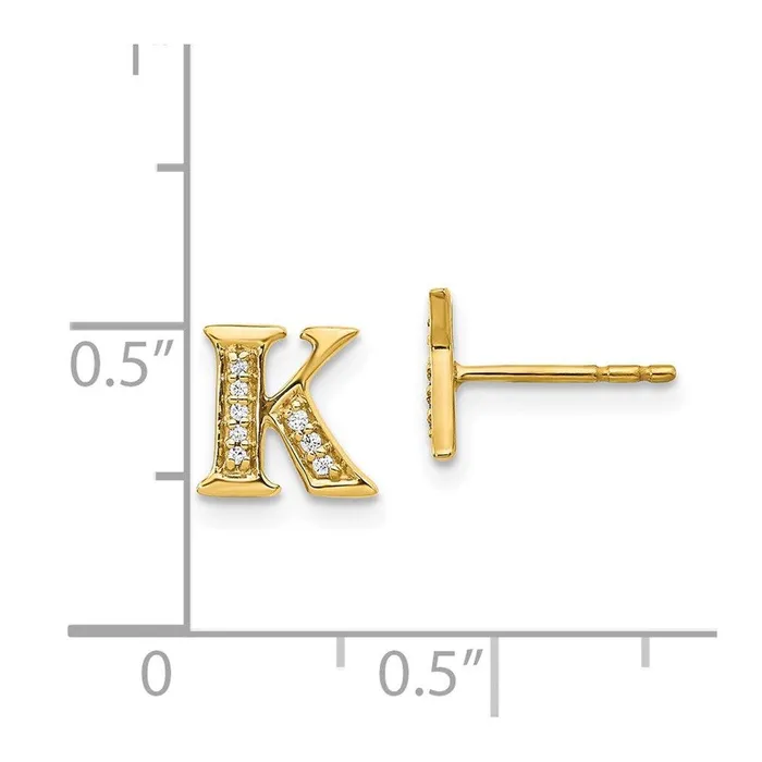 Earrings 14k Diamond Initial K Earrings Jewelry Earrings 14k Diamond Initial K Earrings Jewelry