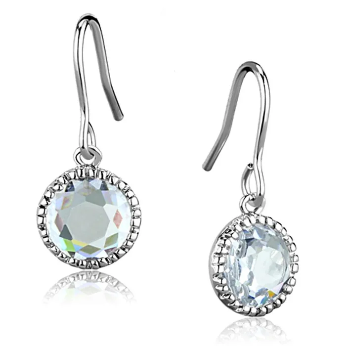 Earrings 3W698 Rhodium Brass Earrings with AAA Grade CZ in Clear Alamode