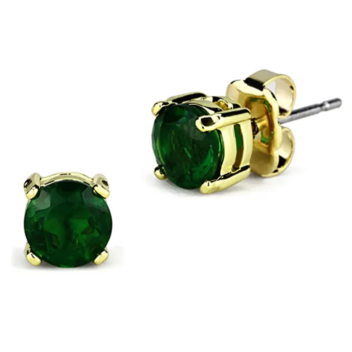 Earrings Alamode 3W558 Gold Brass Earrings with Synthetic Synthetic Glass in Emerald Earrings Alamode 3W558 Gold Brass Earrings with Synthetic Synthetic Glass in Emerald