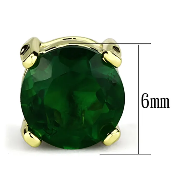 Earrings Alamode 3W558 Gold Brass Earrings with Synthetic Synthetic Glass in Emerald
