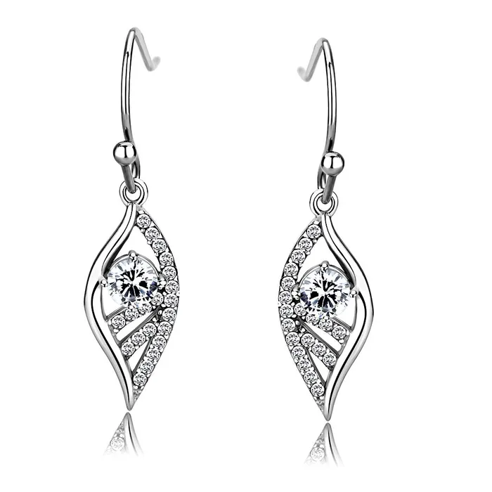 Earrings Alamode DA178 High polished no plating Stainless Steel Earrings with AAA Grade CZ in Clear Earrings Alamode DA178 High polished no plating Stainless Steel Earrings with AAA Grade CZ in Clear