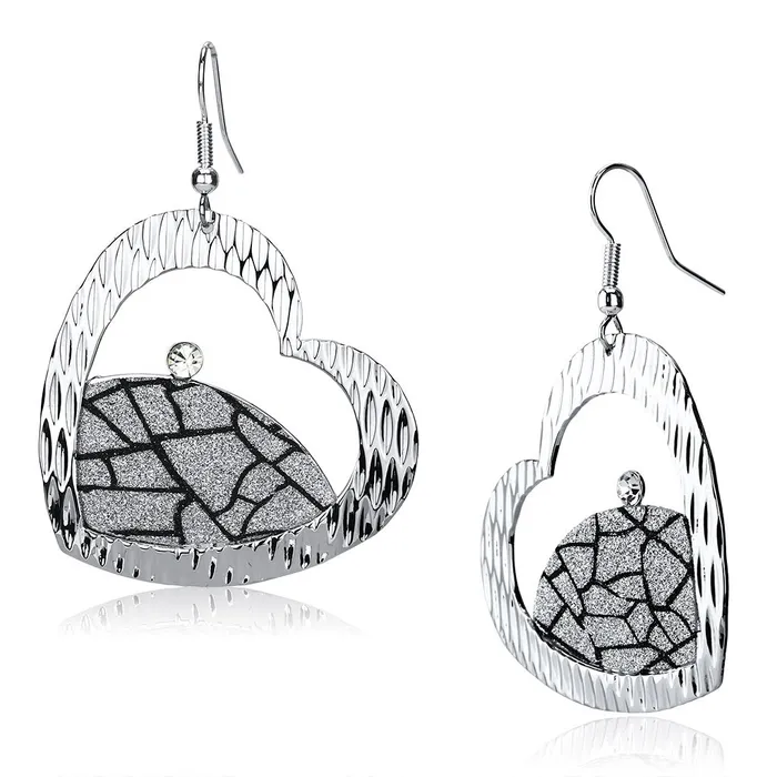 Earrings Alamode LO2724 Rhodium Iron Earrings with Top Grade Crystal in Clear Earrings Alamode LO2724 Rhodium Iron Earrings with Top Grade Crystal in Clear
