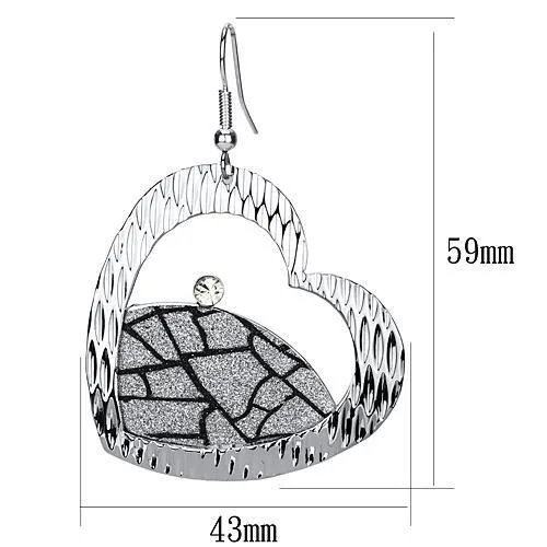 Earrings Alamode LO2724 Rhodium Iron Earrings with Top Grade Crystal in Clear