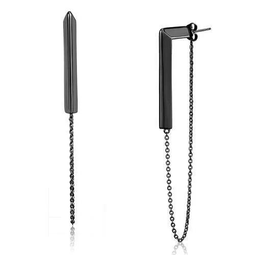 Earrings Alamode TK2535 IP Light Black IP Gun Stainless Steel Earrings with No Stone Earrings Alamode TK2535 IP Light Black IP Gun Stainless Steel Earrings with No Stone