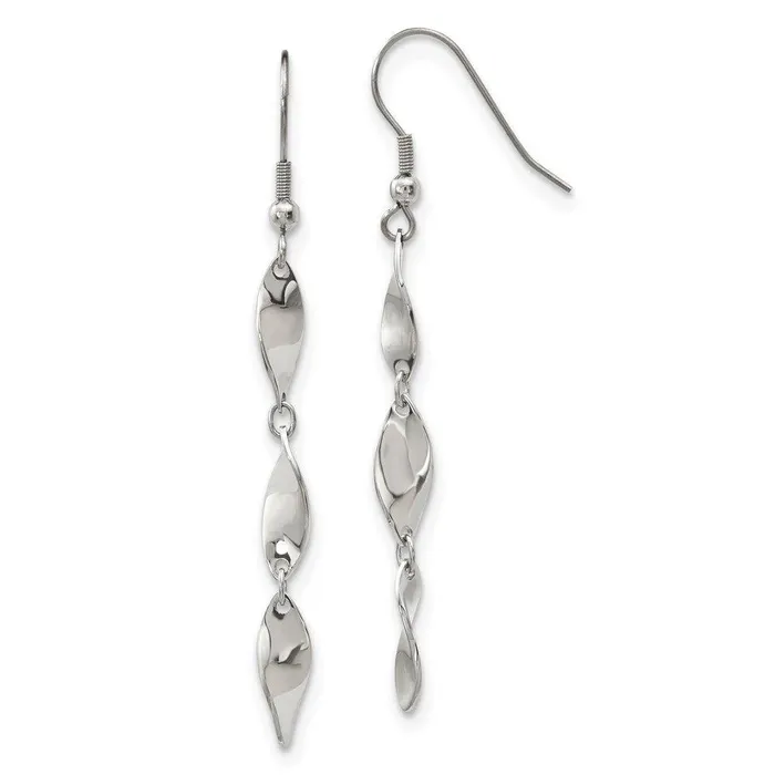 Earrings Chisel Stainless Steel Polished Dangle Shepherd Hook Earrings