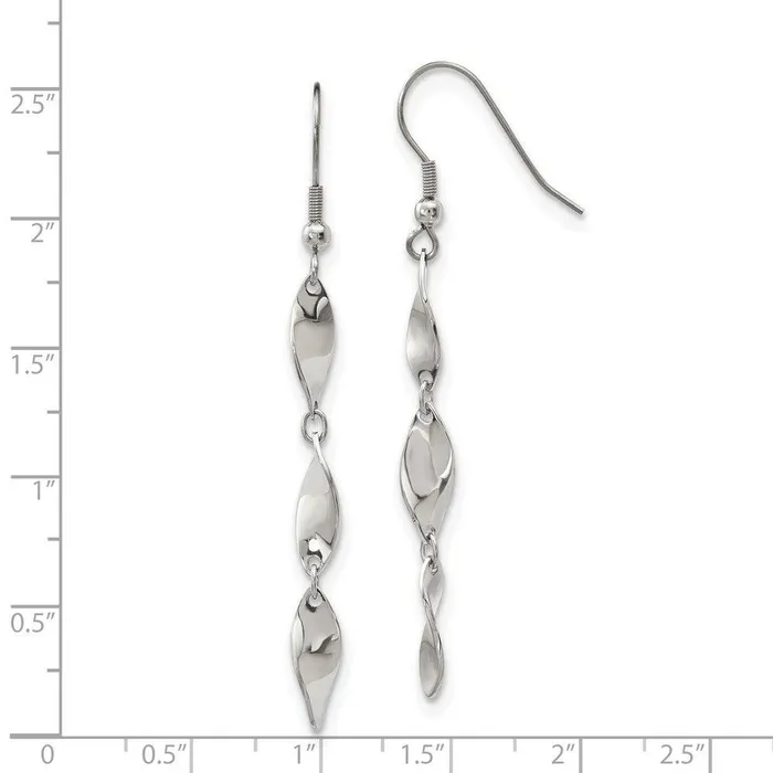 Earrings Chisel Stainless Steel Polished Dangle Shepherd Hook Earrings Earrings Chisel Stainless Steel Polished Dangle Shepherd Hook Earrings