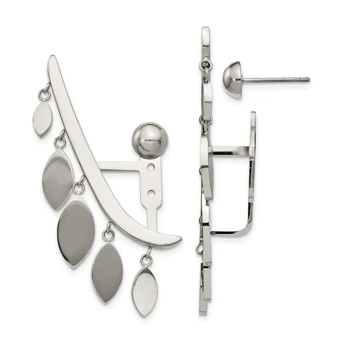 Earrings Chisel Stainless Steel Polished Front and Back Bar with Dangles Post Earrings Earrings Chisel Stainless Steel Polished Front and Back Bar with Dangles Post Earrings
