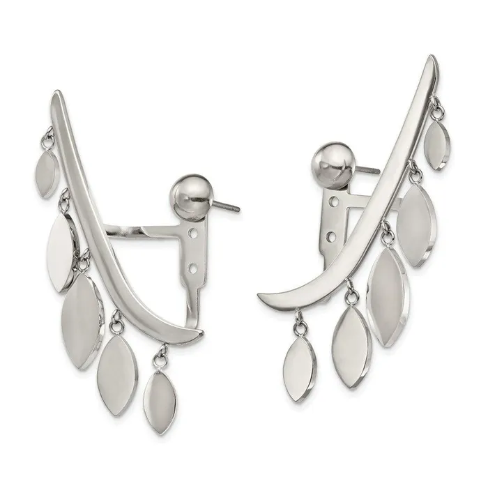 Earrings Chisel Stainless Steel Polished Front and Back Bar with Dangles Post Earrings Earrings Chisel Stainless Steel Polished Front and Back Bar with Dangles Post Earrings