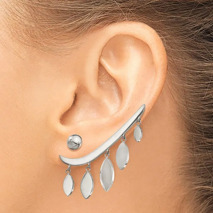 Earrings Chisel Stainless Steel Polished Front and Back Bar with Dangles Post Earrings Earrings Chisel Stainless Steel Polished Front and Back Bar with Dangles Post Earrings