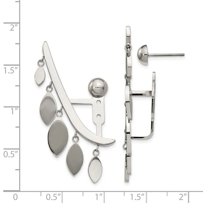 Earrings Chisel Stainless Steel Polished Front and Back Bar with Dangles Post Earrings Earrings Chisel Stainless Steel Polished Front and Back Bar with Dangles Post Earrings