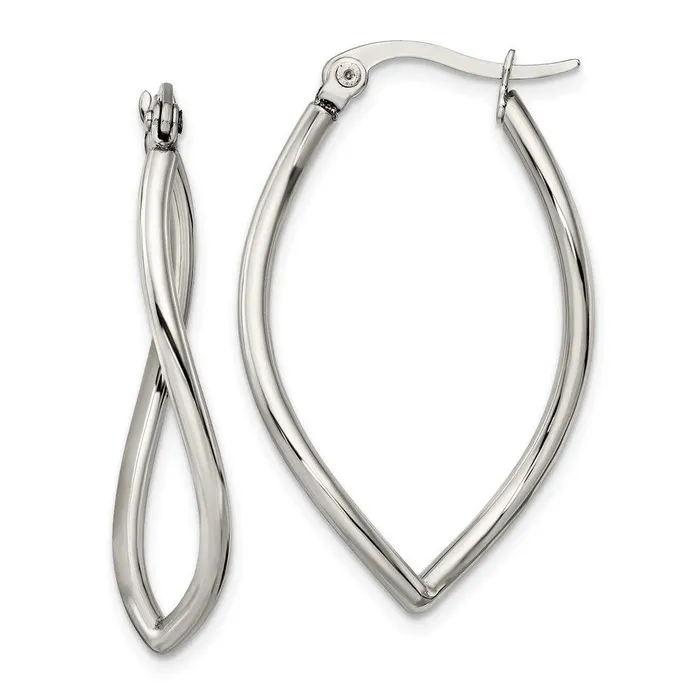 Earrings Chisel Stainless Steel Polished Wavy Hoop Earrings