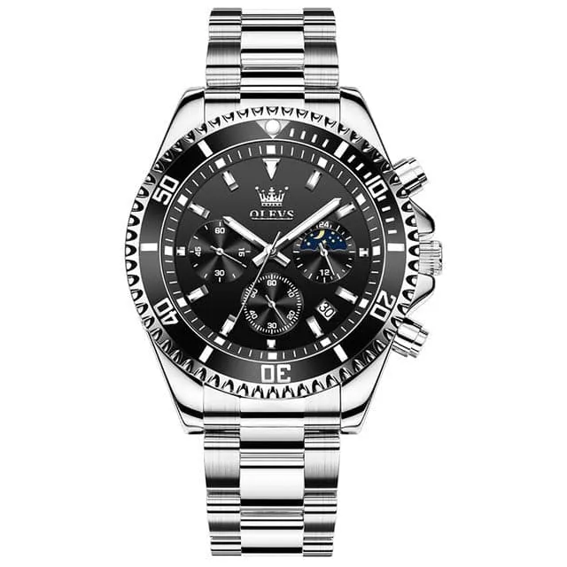 Earrings Divine Inspiration Styles OLEVS Mens Luxury Style Fine Fashion Premium Quality Triple Dial Stainless Steel Watch