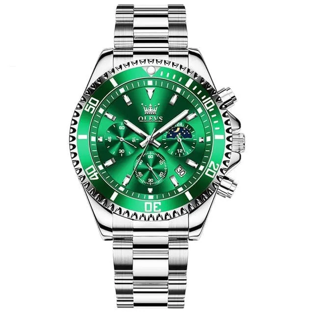Earrings Divine Inspiration Styles OLEVS Mens Luxury Style Fine Fashion Premium Quality Triple Dial Stainless Steel Watch