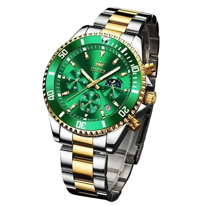 Earrings Divine Inspiration Styles OLEVS Mens Luxury Style Fine Fashion Premium Quality Triple Dial Stainless Steel Watch