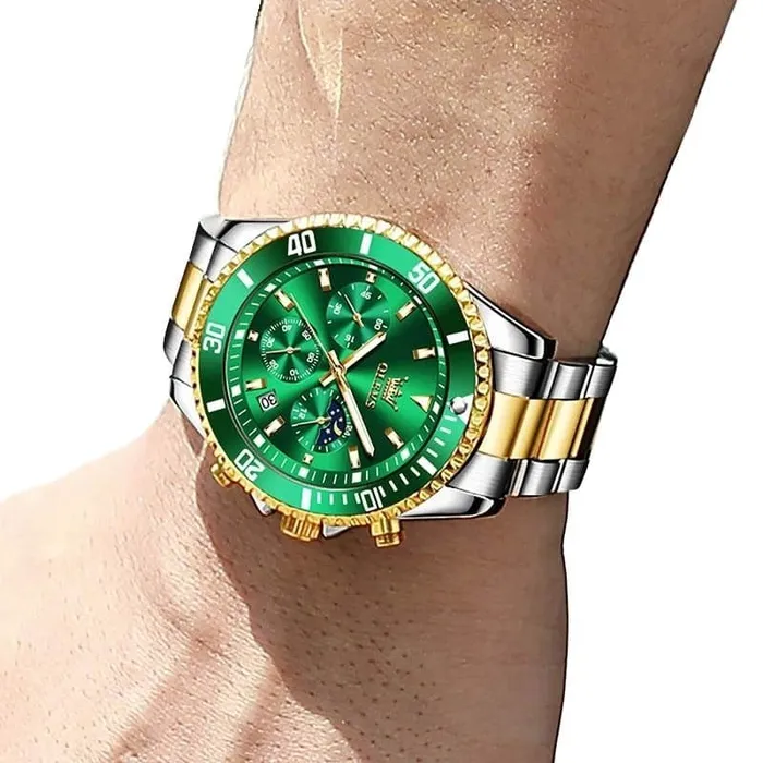 Earrings Divine Inspiration Styles OLEVS Mens Luxury Style Fine Fashion Premium Quality Triple Dial Stainless Steel Watch