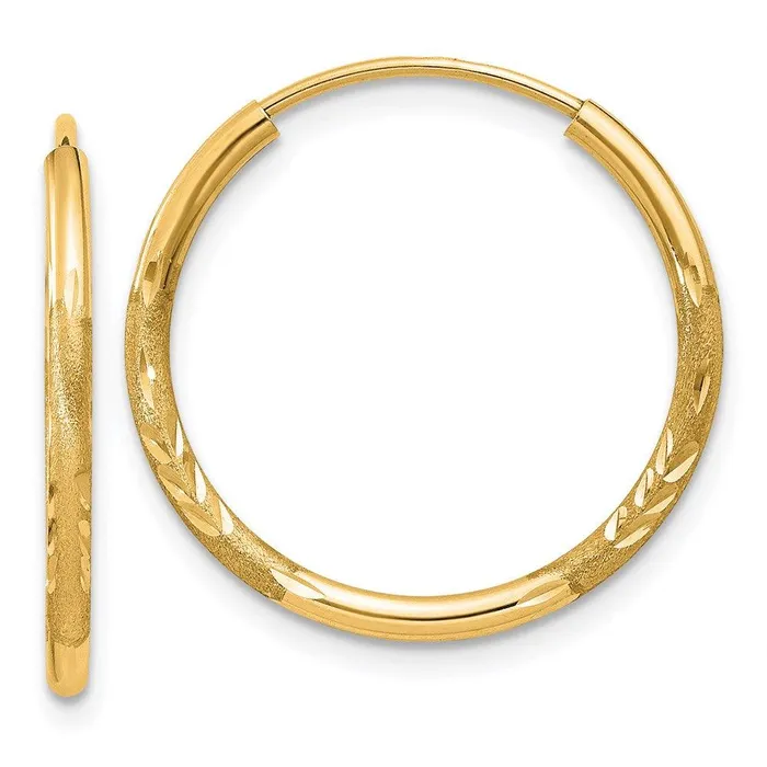 Earrings Jewelry 14k 15mm Satin Diamondcut Endless Hoop Earrings