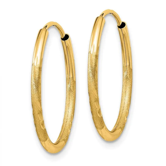 Earrings Jewelry 14k 15mm Satin Diamondcut Endless Hoop Earrings Earrings Jewelry 14k 15mm Satin Diamondcut Endless Hoop Earrings