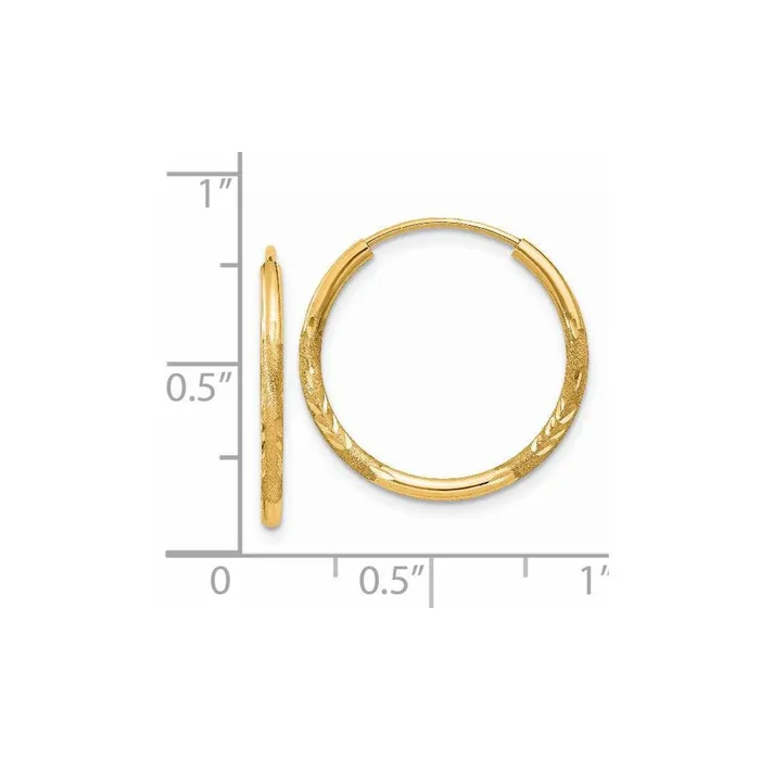 Earrings Jewelry 14k 15mm Satin Diamondcut Endless Hoop Earrings Earrings Jewelry 14k 15mm Satin Diamondcut Endless Hoop Earrings