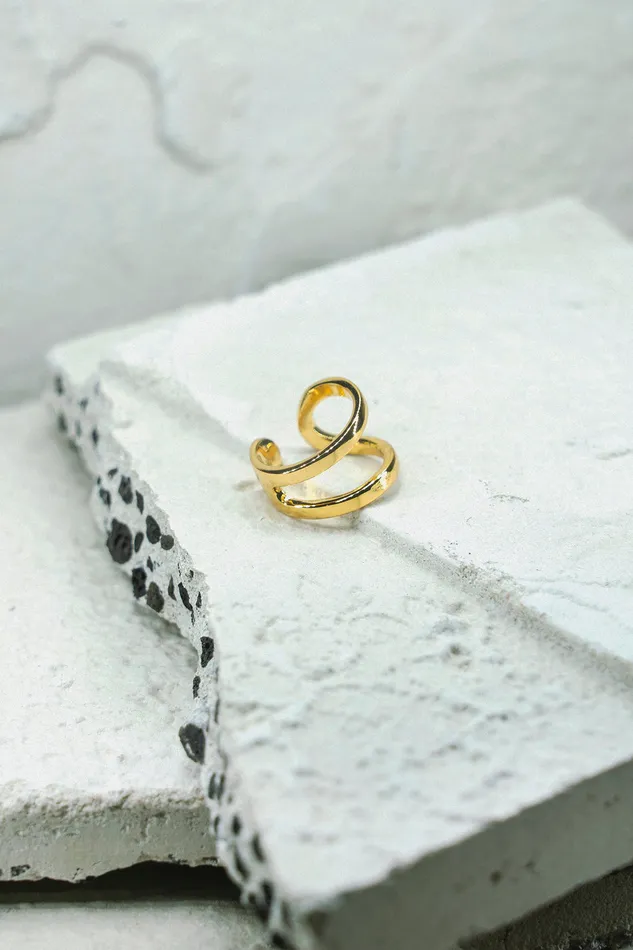 Earrings Kty Double Plain Ear Cuff Gold