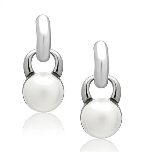Earrings LO1998 Rhodium White Metal Earrings with Top Grade Crystal in White Alamode Earrings LO1998 Rhodium White Metal Earrings with Top Grade Crystal in White Alamode