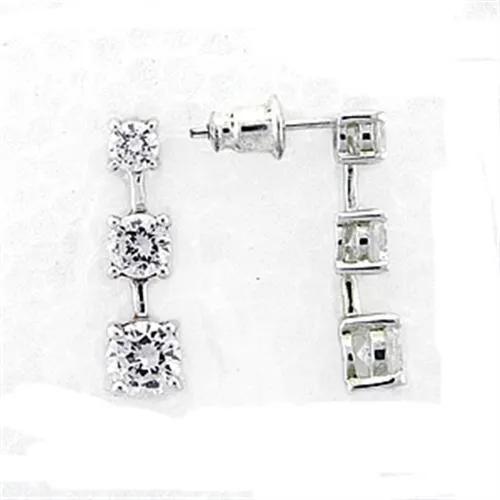 Earrings LOA379 HighPolished 925 Sterling Silver Earrings with AAA Grade CZ in Clear Alamode Earrings LOA379 HighPolished 925 Sterling Silver Earrings with AAA Grade CZ in Clear Alamode