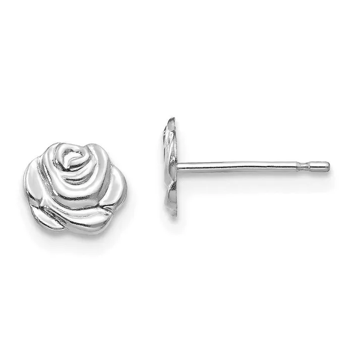 Earrings Madi K Kids 14k White Gold Polished Rose Post Earrings Jewelry