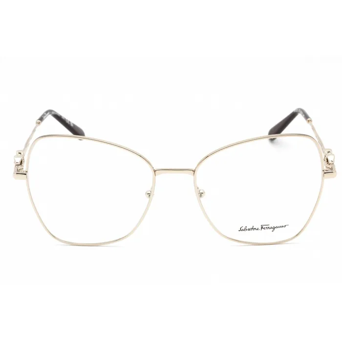 Earrings Salvatore Ferragamo Salvatore Ferragamo Womens Eyeglasses Shiny Gold Metal Cat Eye Frame SF2221 717