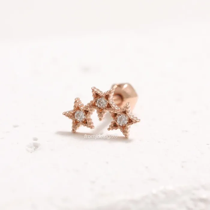 from J Shop CZ Triple Star Ear Piercing Earrings