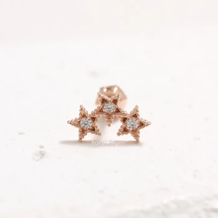 from J Shop CZ Triple Star Ear Piercing Earrings