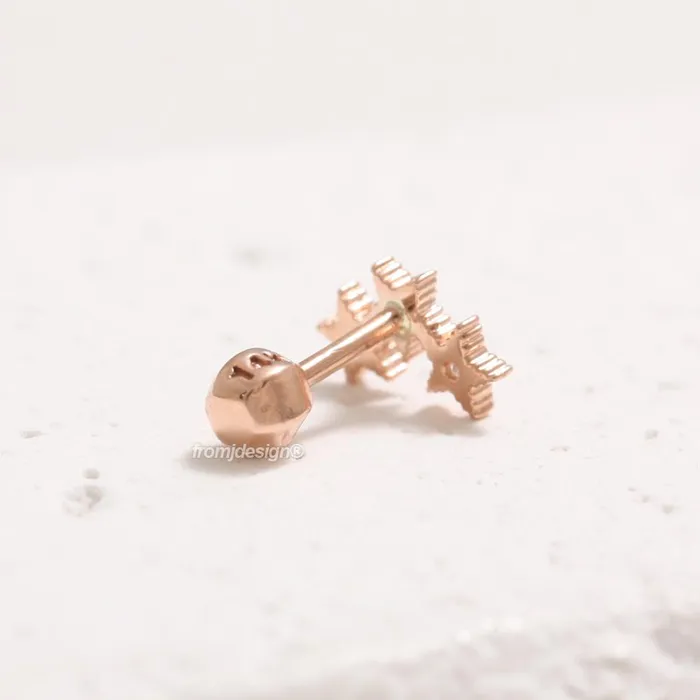 from J Shop CZ Triple Star Ear Piercing Earrings