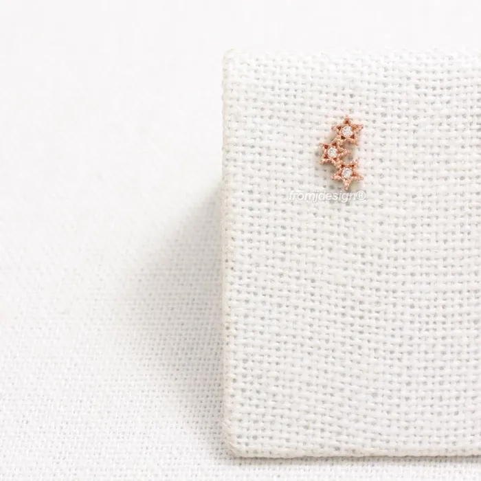 from J Shop CZ Triple Star Ear Piercing Earrings