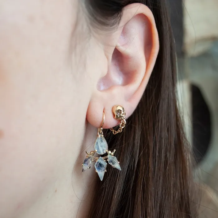 Gold Skull Chain Earrings Michael Spirito Earrings