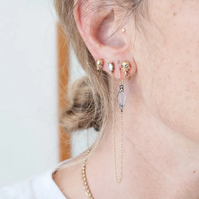 Gold Skull Chain Earrings Michael Spirito Earrings