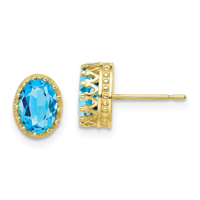 Jewelry Earrings 10k Tiara Collection 85mm Polished Oval Sky Blue Topaz Earrings