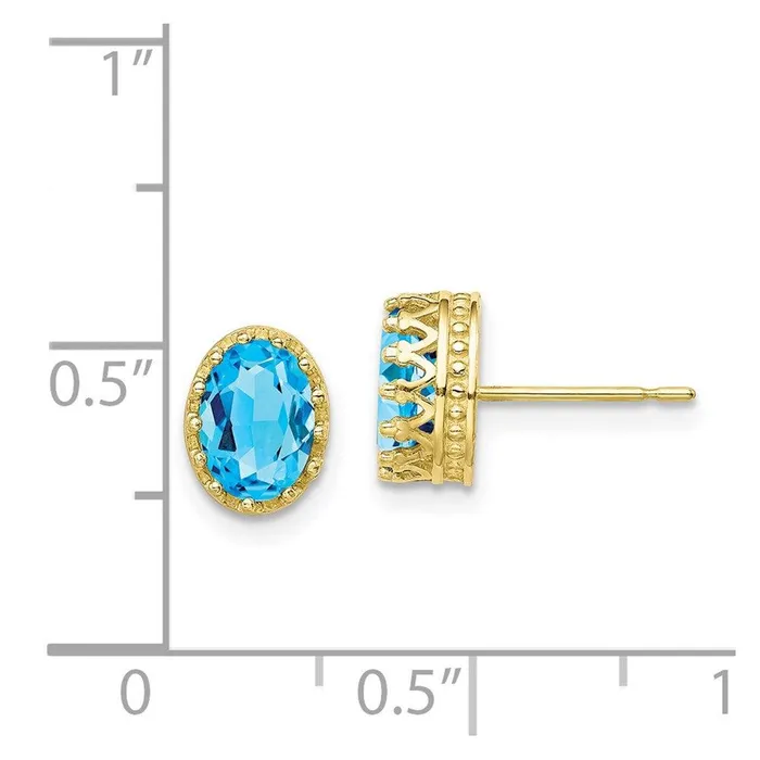 Jewelry Earrings 10k Tiara Collection 85mm Polished Oval Sky Blue Topaz Earrings Jewelry Earrings 10k Tiara Collection 85mm Polished Oval Sky Blue Topaz Earrings