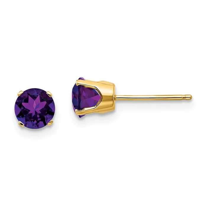 Jewelry Earrings 14k 5mm Amethyst Earrings February