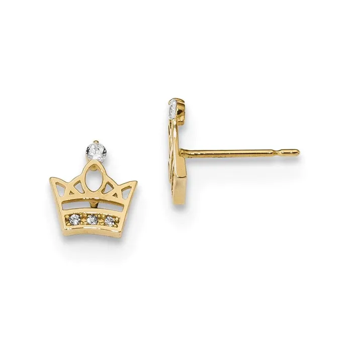 Jewelry Madi K Kids 14k CZ Crown Post Earrings Earrings