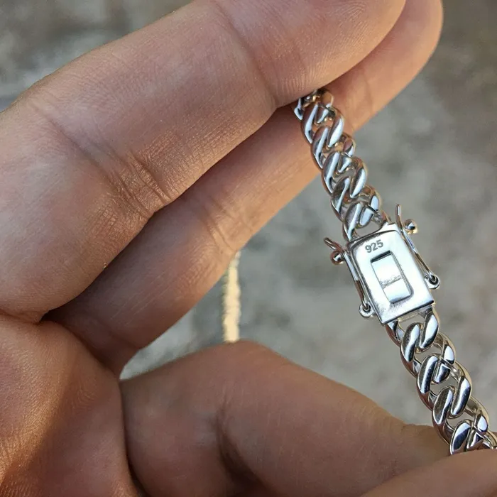 Necklaces Bling Cartel Admin Real 925 Sterling Silver Miami Cuban Iced Chain Flooded Out Necklace 18 x 6MM