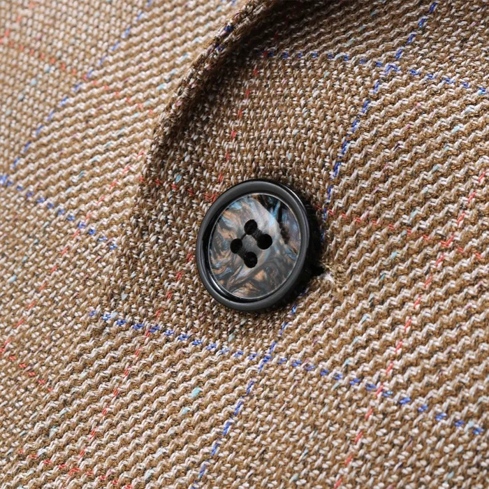 Necklaces CGSUITS Mens Fashion Luxury Style Plaid Design Jacquard Khaki Brown Blazer Suit Jacket Divine Inspiration Styles