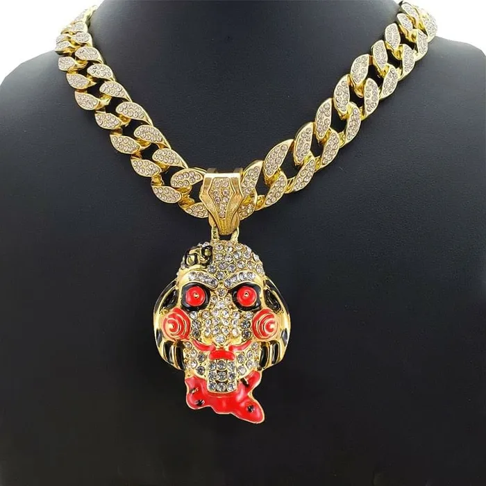 Necklaces Tekashi 69 Gold Jigsaw Cuban Pendant Chain VVS Jewelry