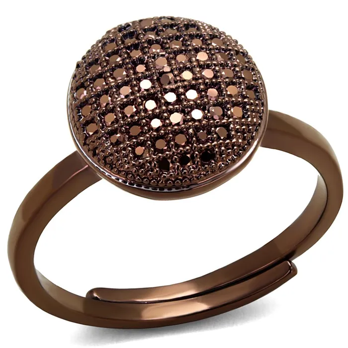 Rings 3W1187 IP Coffee light Brass Ring with AAA Grade CZ in Light Coffee Alamode