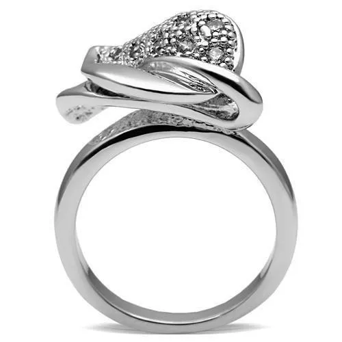 Rings Alamode 3W200 Rhodium Brass Ring with AAA Grade CZ in Clear