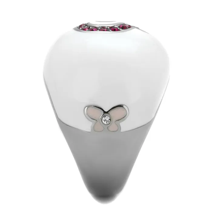 Rings Alamode TK1927 High polished no plating Stainless Steel Ring with Top Grade Crystal in Ruby