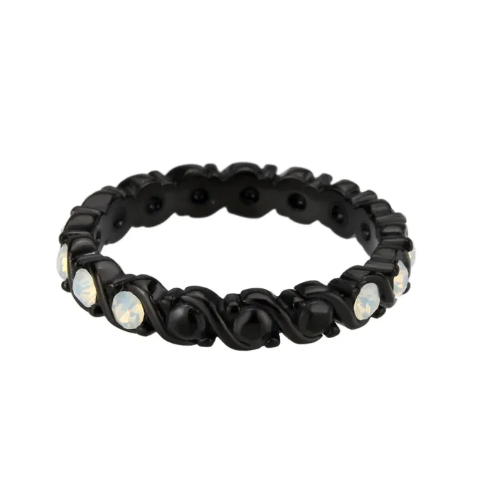 Rings Alamode TK3744 IP Black Stainless Steel Ring with Top Grade Crystal in White