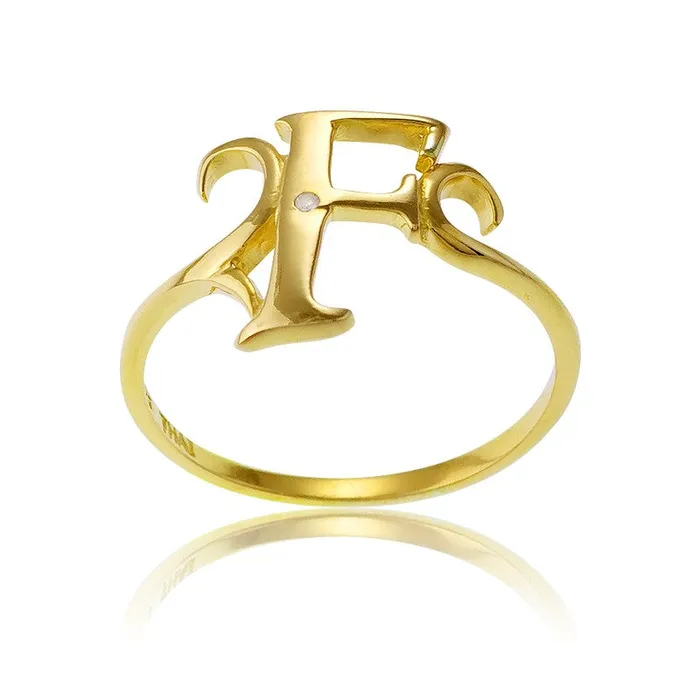 Rings Classic Sterling Silver 1 Micron GP Single CZ F Ring W9519