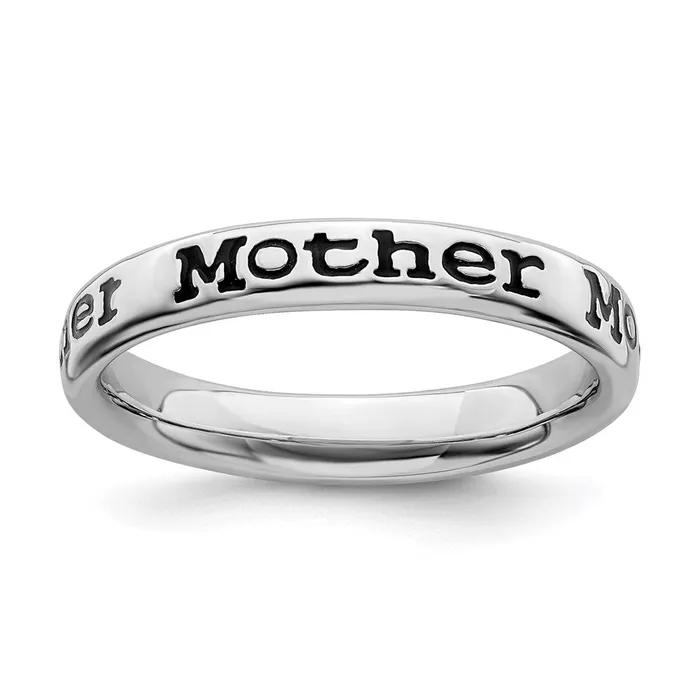 Rings Stackable Expressions Sterling Silver Stackable Expressions Polished Enameled Mother Ring QSK994