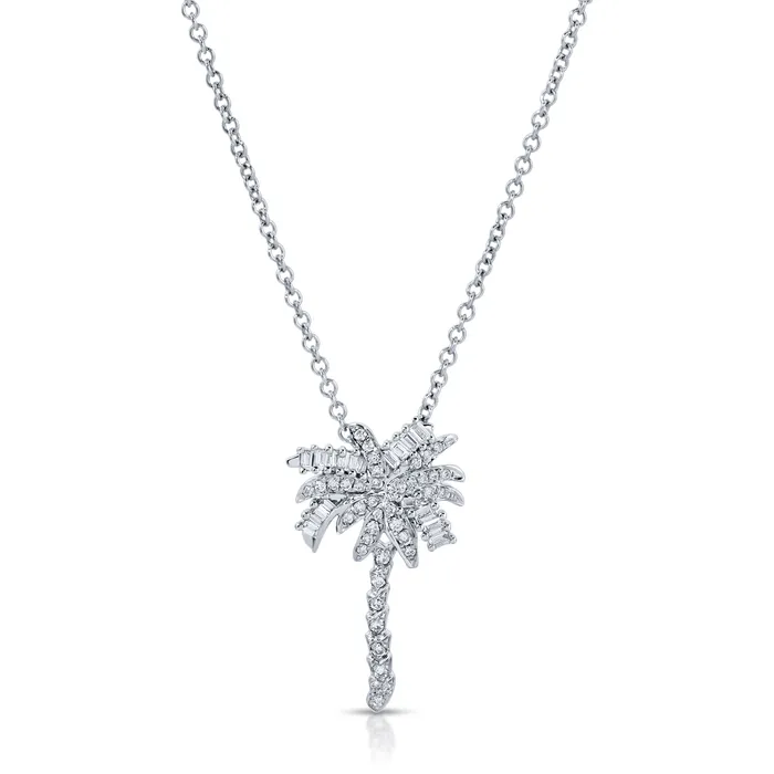 SMALL DIAMOND PALM TREE PENDANT anitako Necklaces