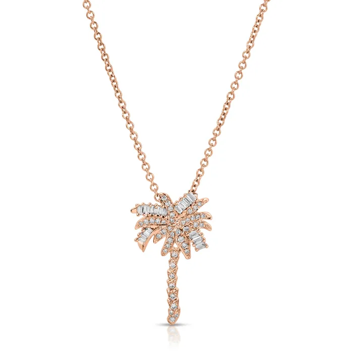 SMALL DIAMOND PALM TREE PENDANT anitako Necklaces