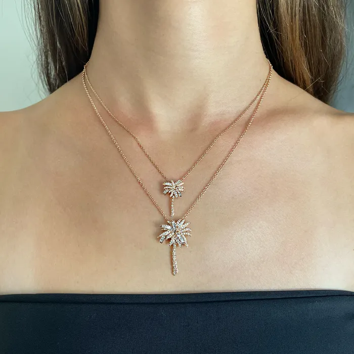 SMALL DIAMOND PALM TREE PENDANT anitako Necklaces