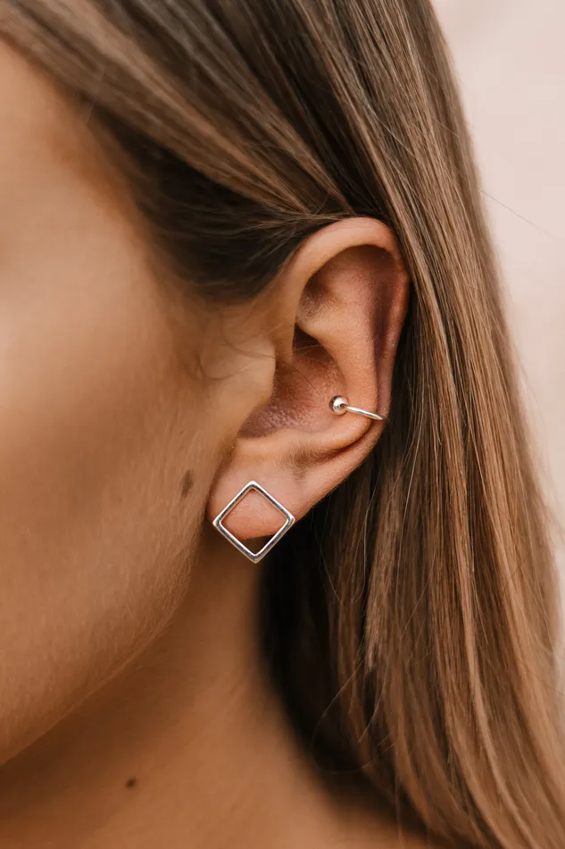 Square Stud Earrings Silver Kty Earrings